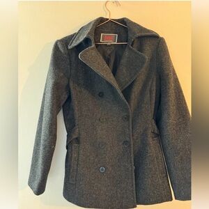 Vintage LEI Junior/ Women’s Gray Wool Double Breasted Pea coat  Medium Y2K